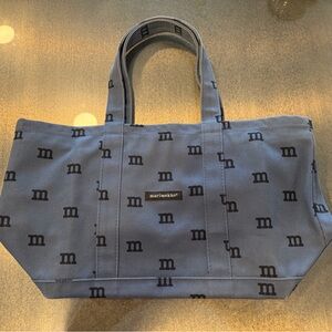 Marimekko Blue M Logo Printed Canvas Tote Bag